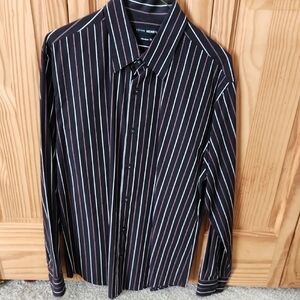 John Henry Men's Black Striped Casual Shirt